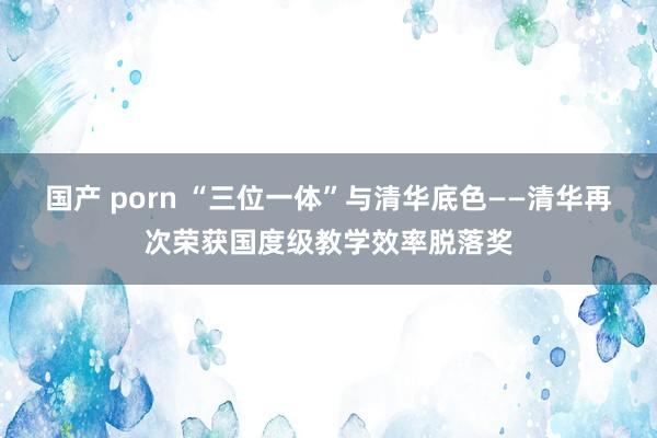 国产 porn “三位一体”与清华底色——清华再次荣获国度级教学效率脱落奖