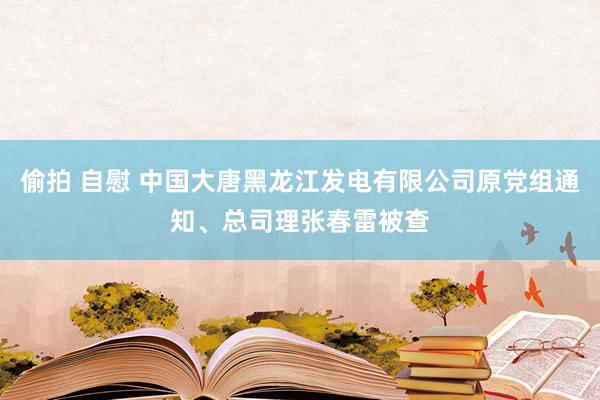 偷拍 自慰 中国大唐黑龙江发电有限公司原党组通知、总司理张春雷被查