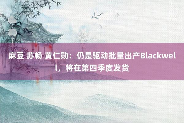 麻豆 苏畅 黄仁勋：仍是驱动批量出产Blackwell，将在第四季度发货