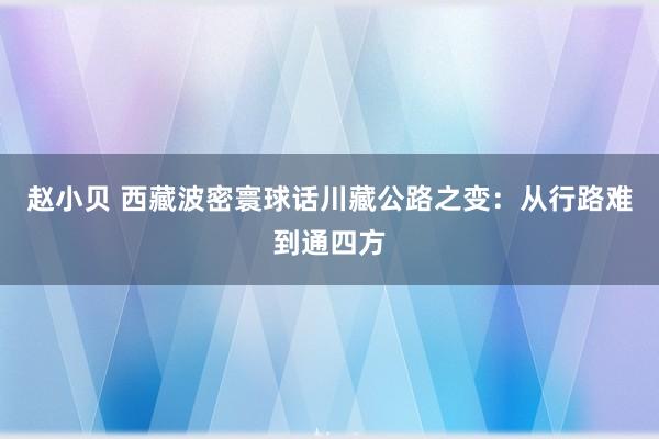 赵小贝 西藏波密寰球话川藏公路之变：从行路难到通四方